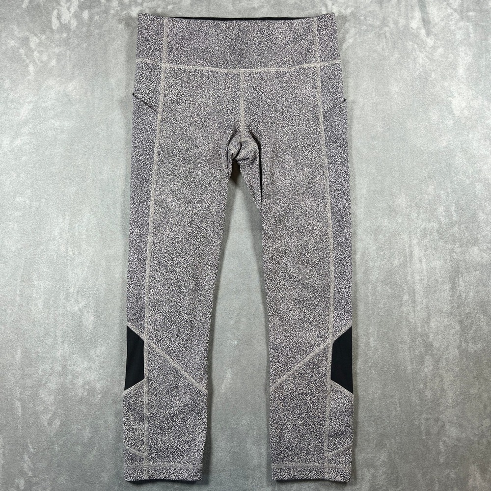 Lululemon Pace Rival Crop 22" Paint Splash Silver Drop Black Size 4